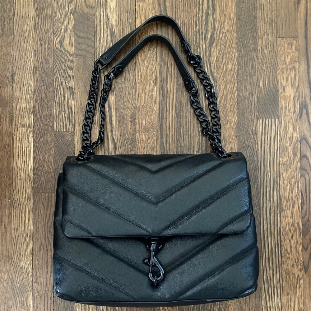 Black Leather Chain Strap Bag
